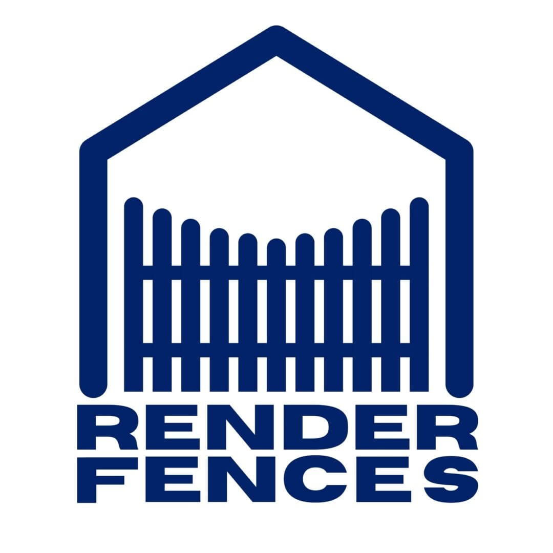 A blue and white logo of a fence.