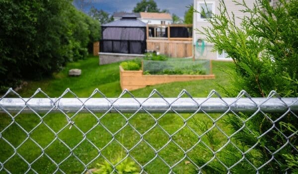 A fence that is behind some grass